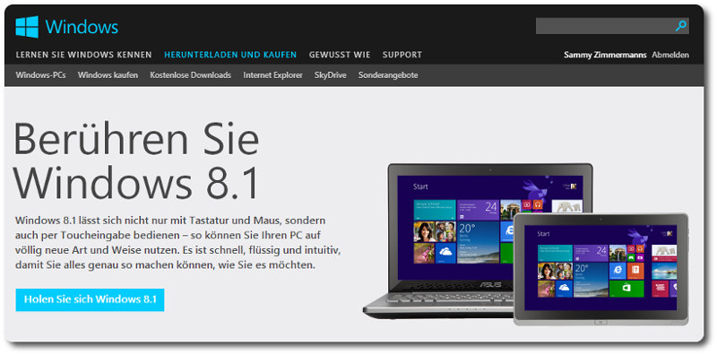 Windows 8.1 im Windows Store