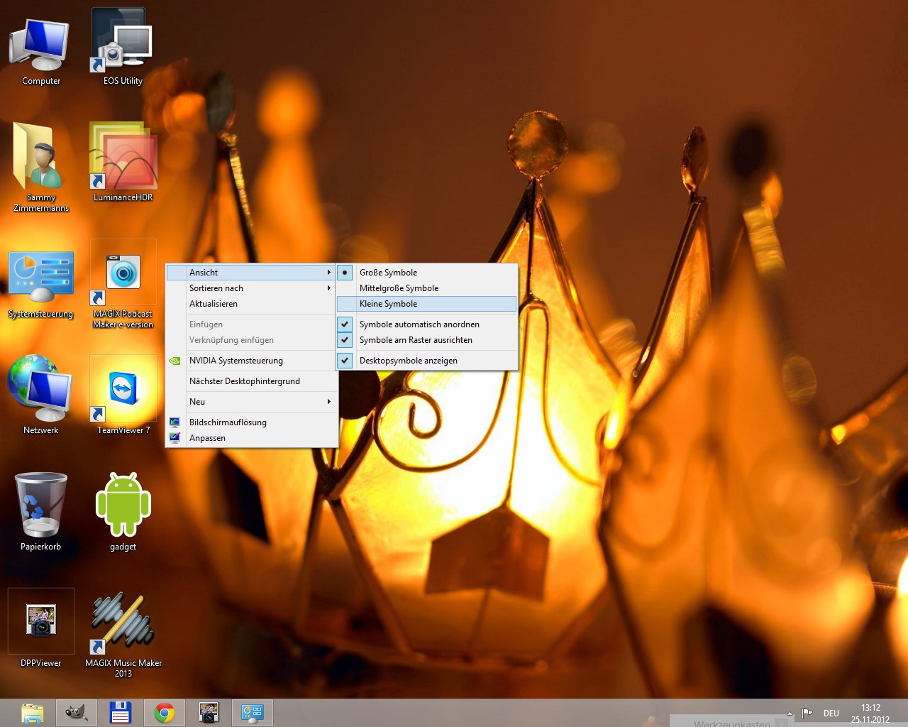 Windows 8 Desktopsymbole vergrößern und verkleinern