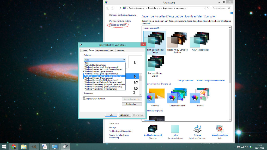 Windows 8 Mauszeiger Größe einstellen