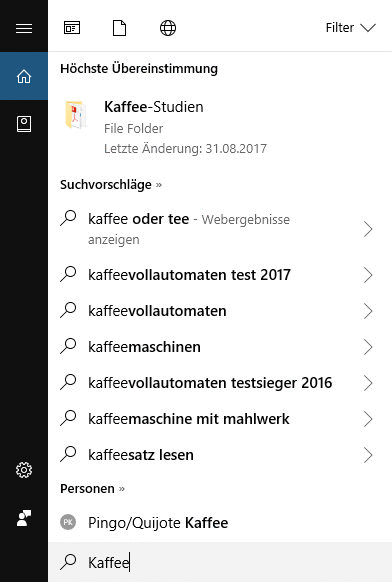 Windows10 Suchfilter